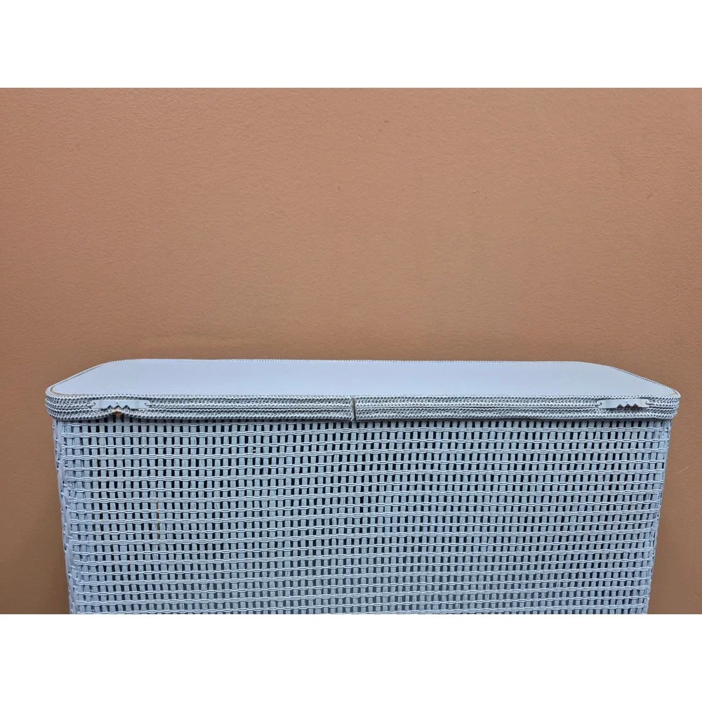 Vintage Blue Woven Wicker Wall Cabinet Bathroom Storage Double Door Shelf 23